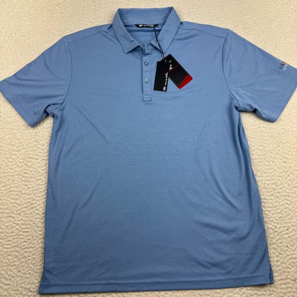 NWT Travis Mathew Coto Performance Polo Shirt Men M Prestige Pure Blue Golf - Picture 2 of 9